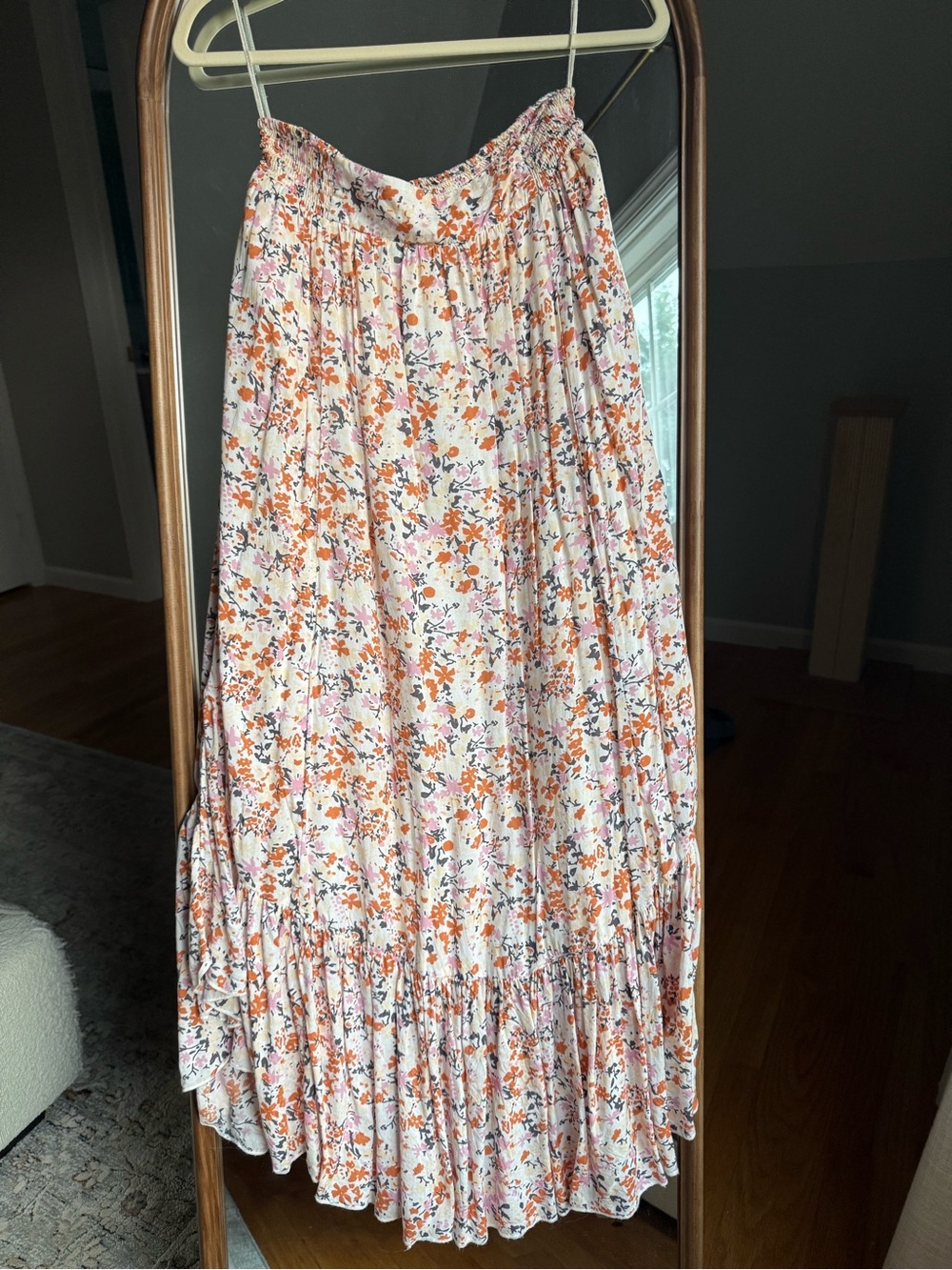 Free People Floral Cream Top & Maxi Skirt with Orange & Pink Accents - Picture 3 of 4